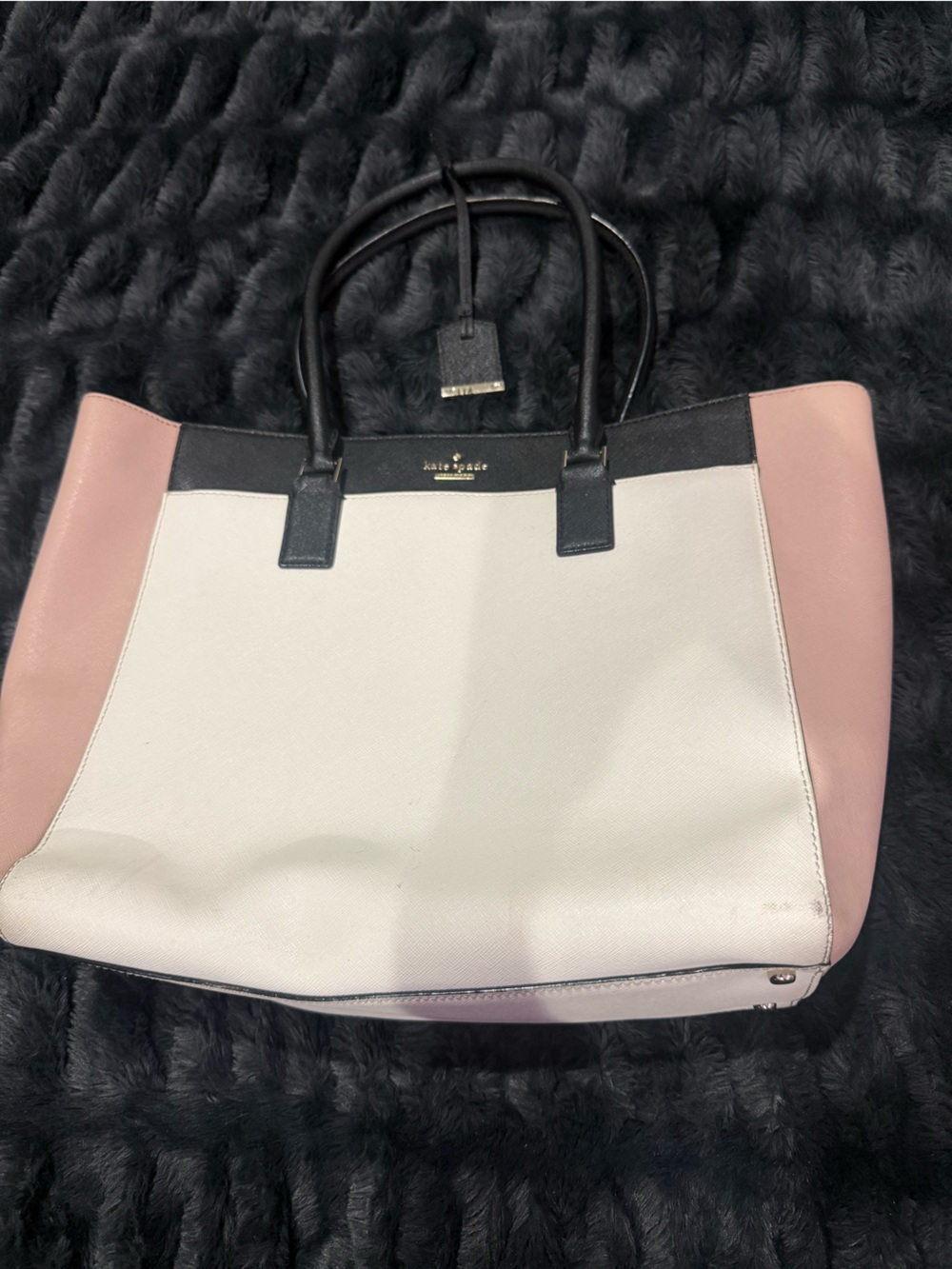 kate spade White, Blush & Black Colorblock Tote
